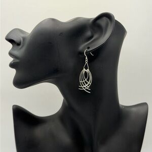 Opposing Curved Bars Dangle Earrings 925 Sterling Silver Corona Sun Jewelry